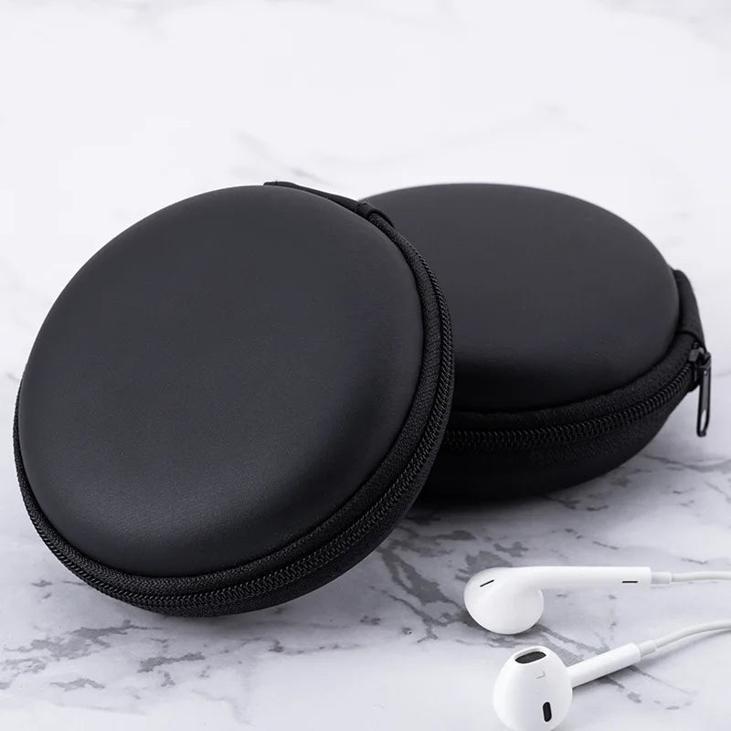 Compact PU Earphone Storage Case – Hard Case for Earbuds, Headphones & Accessories