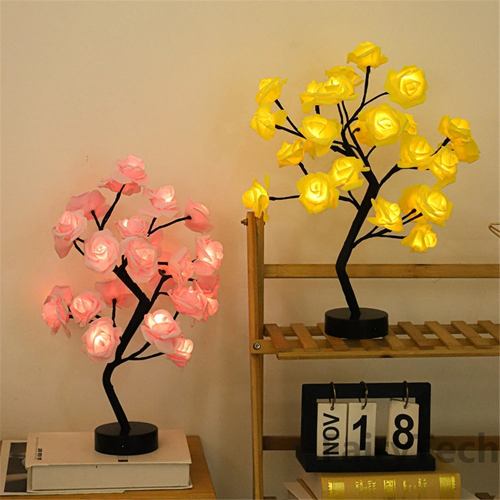 Exquisite lamp features delicate rose shaped LED lights