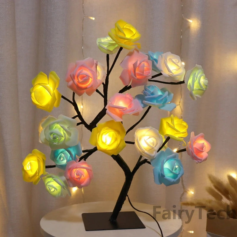 Exquisite lamp features delicate rose shaped LED lights