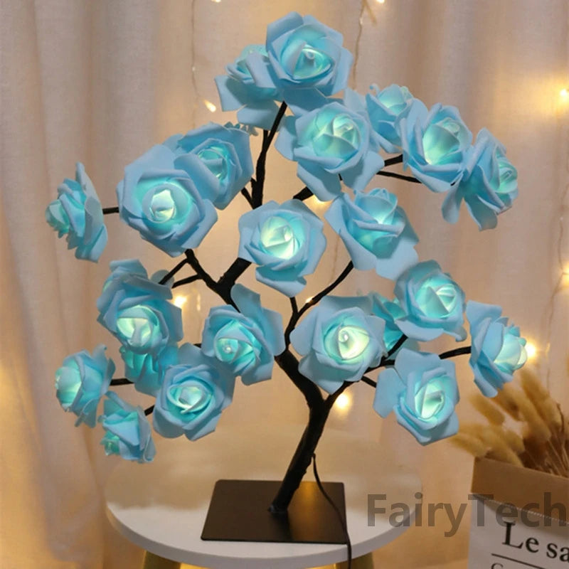 Exquisite lamp features delicate rose shaped LED lights