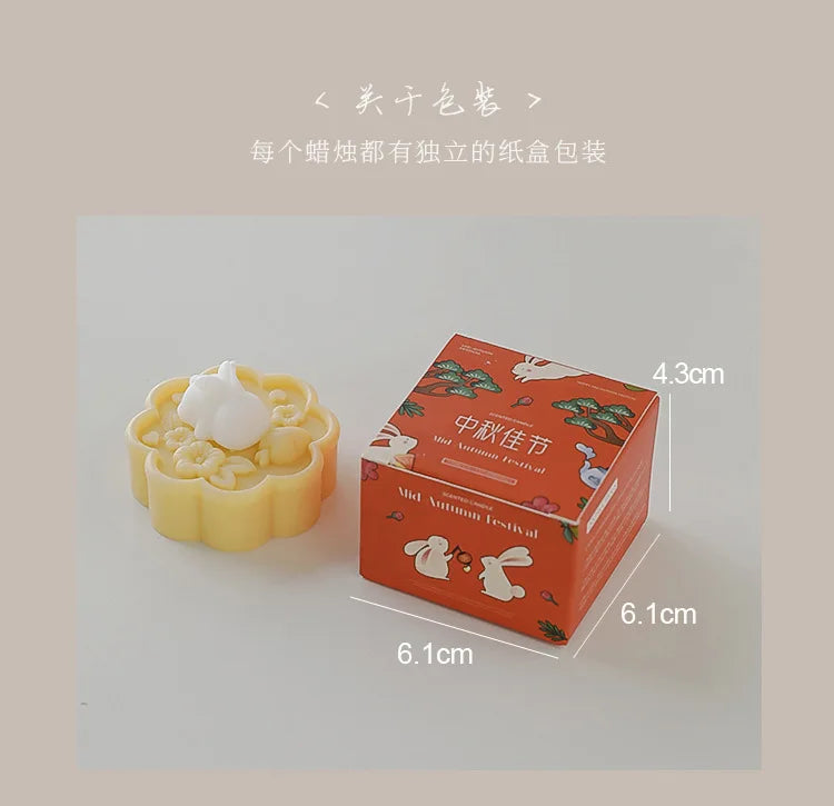 Cute Rabbit Mooncake Osmanthus Scented Candle – Perfect Gift for Mid-Autumn Festival, Relaxation, and Celebration