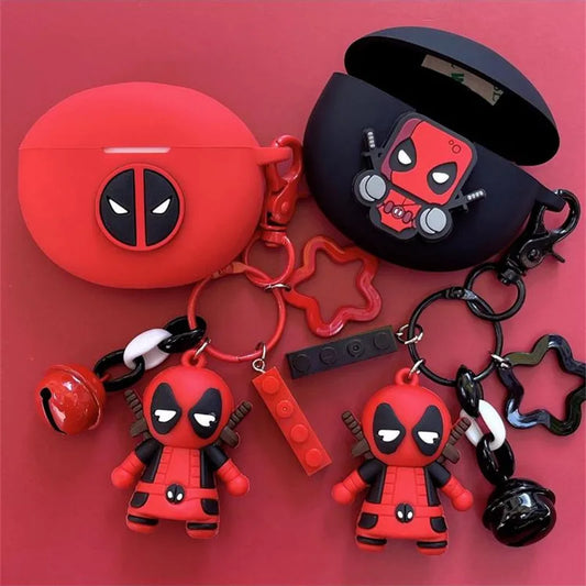 Deadpool-Inspired Silicone Case for Redmi Buds 4 Active – Stylish Protective Cover with Keychain