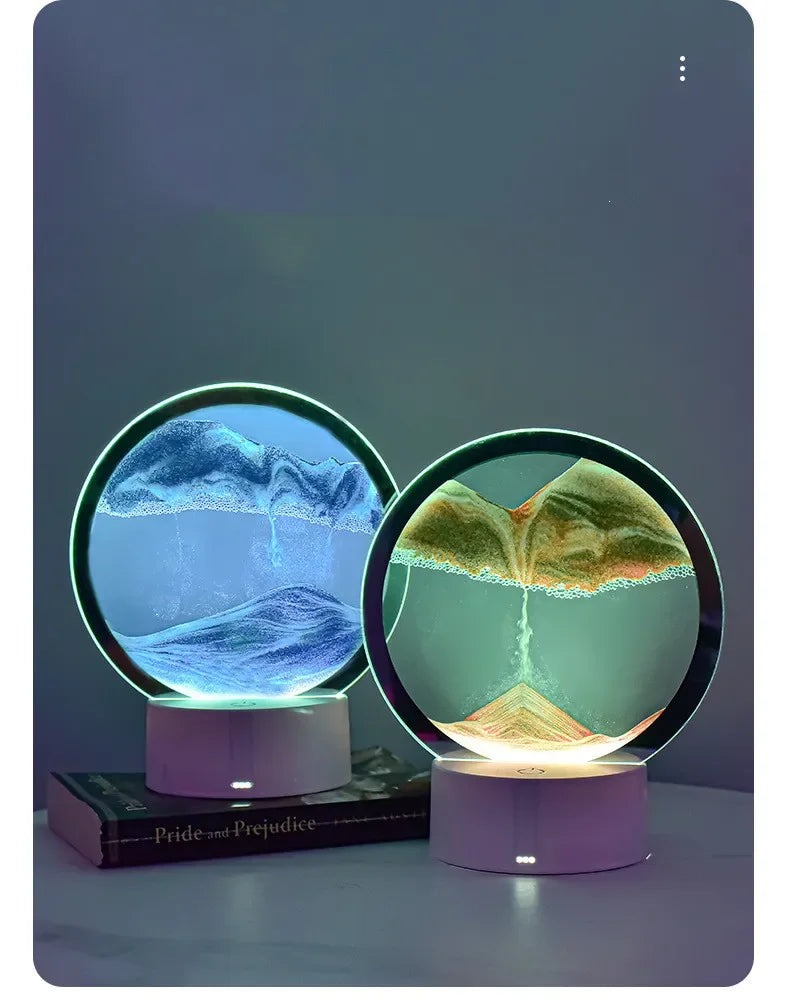 3D Moving Sand Art LED Table Lamp - USB Touch Light!