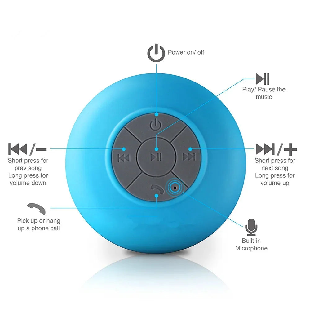 Portable Waterproof Bluetooth Audio Speaker for Shower, Car, and Outdoor Use – Compact Wireless Soundbar for Phones and Hands-Free Calling"