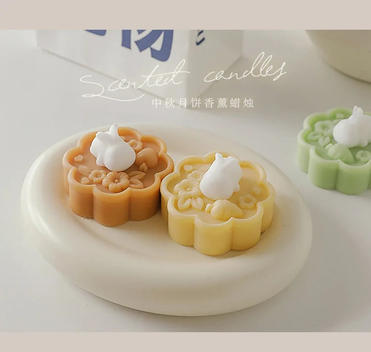 Cute Rabbit Mooncake Osmanthus Scented Candle – Perfect Gift for Mid-Autumn Festival, Relaxation, and Celebration