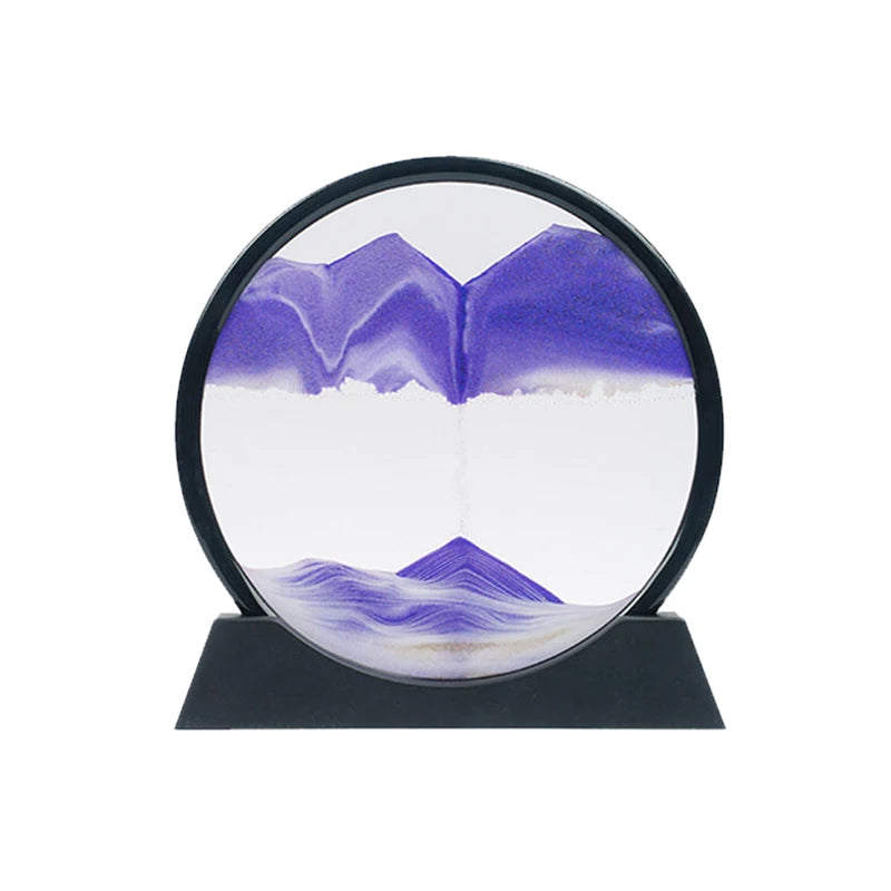 3D Hourglass Quicksand Sand Art – Deep Sea Moving Sand Picture, Round Glass Craft for Office & Home Decor