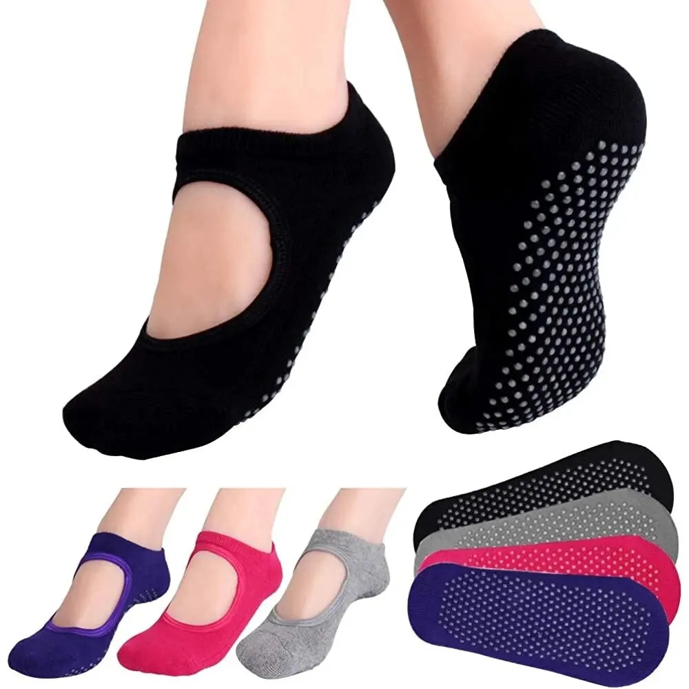 GripFlex Backless Yoga & Pilates Socks – Non-Slip, Breathable Cotton for Dance, Gym & Barre Workouts