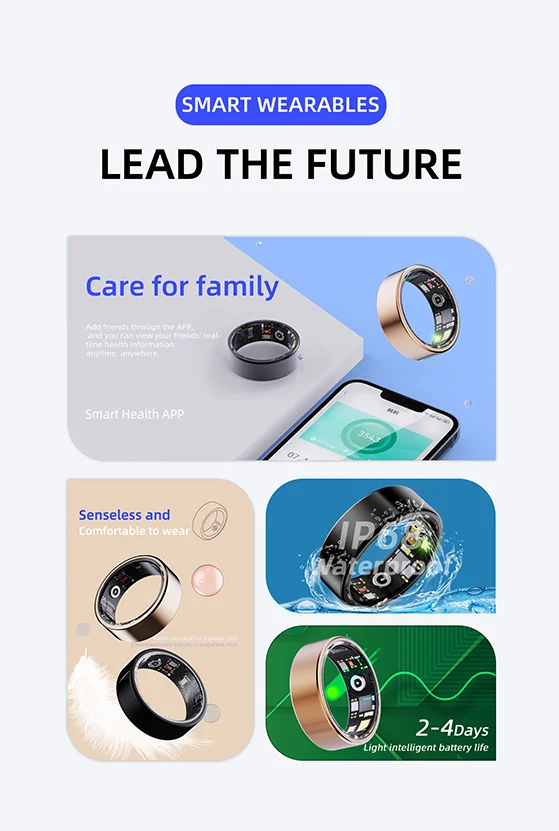 Smart Ring - Heart Rate, Health & Sleep Monitoring, IP68 Waterproof, Multi-Sport Modes, Titanium Steel Shell