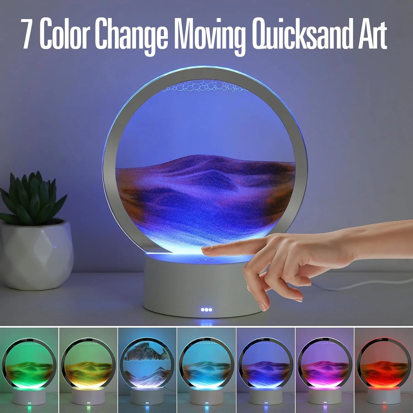 3D Moving Sand Art LED Table Lamp - USB Touch Light!