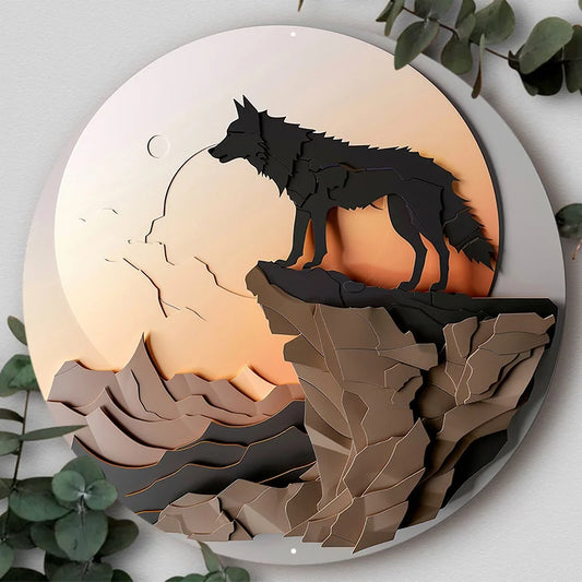 Aluminum Metal Sign - Dog Pattern Circular Wreath, 2D Flat Wall Art for Home Decor