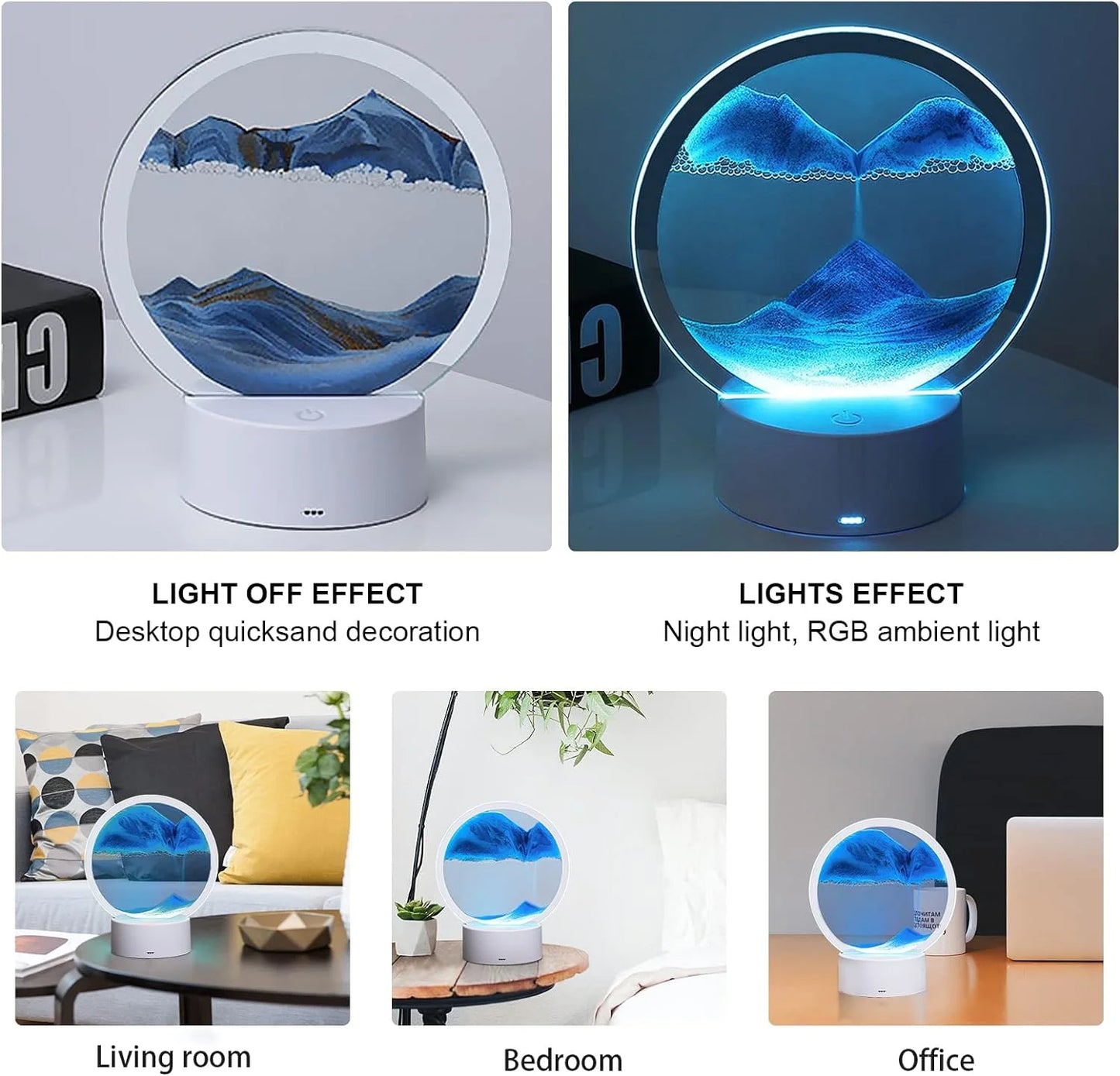 3D Moving Sand Art LED Table Lamp - USB Touch Light!