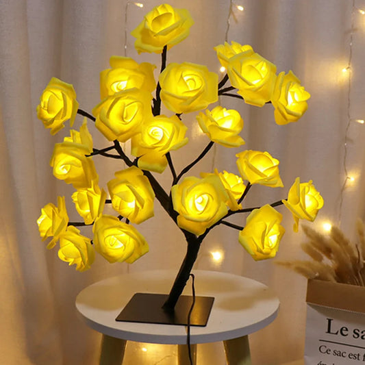 Exquisite lamp features delicate rose shaped LED lights