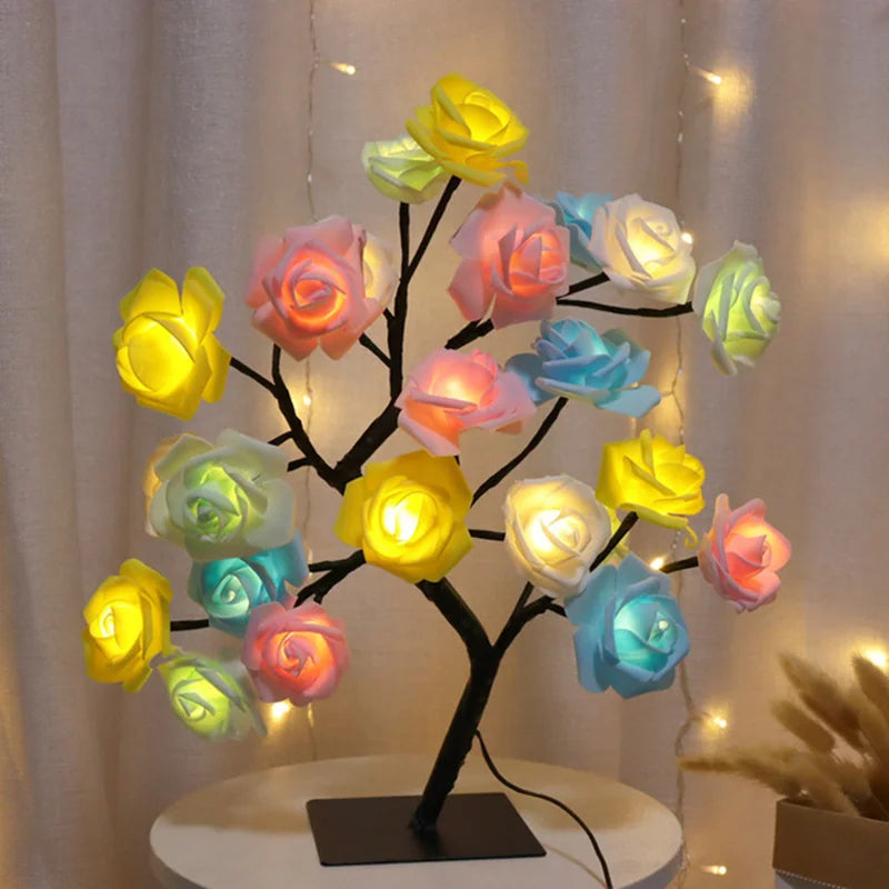 Exquisite lamp features delicate rose shaped LED lights