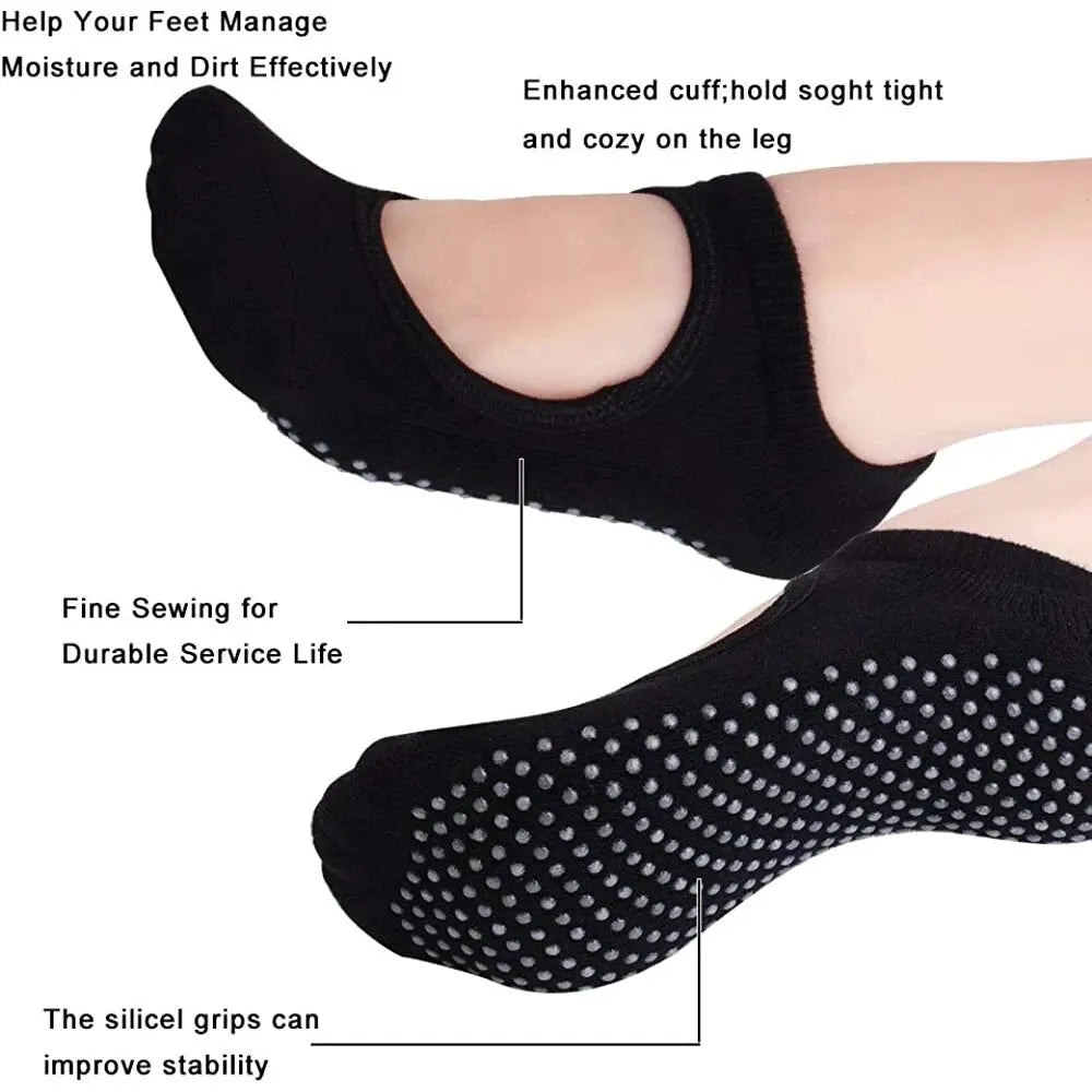 GripFlex Backless Yoga & Pilates Socks – Non-Slip, Breathable Cotton for Dance, Gym & Barre Workouts