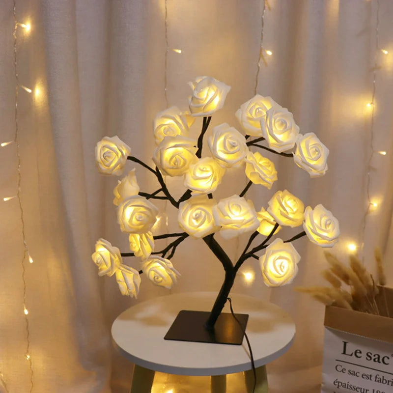 Exquisite lamp features delicate rose shaped LED lights