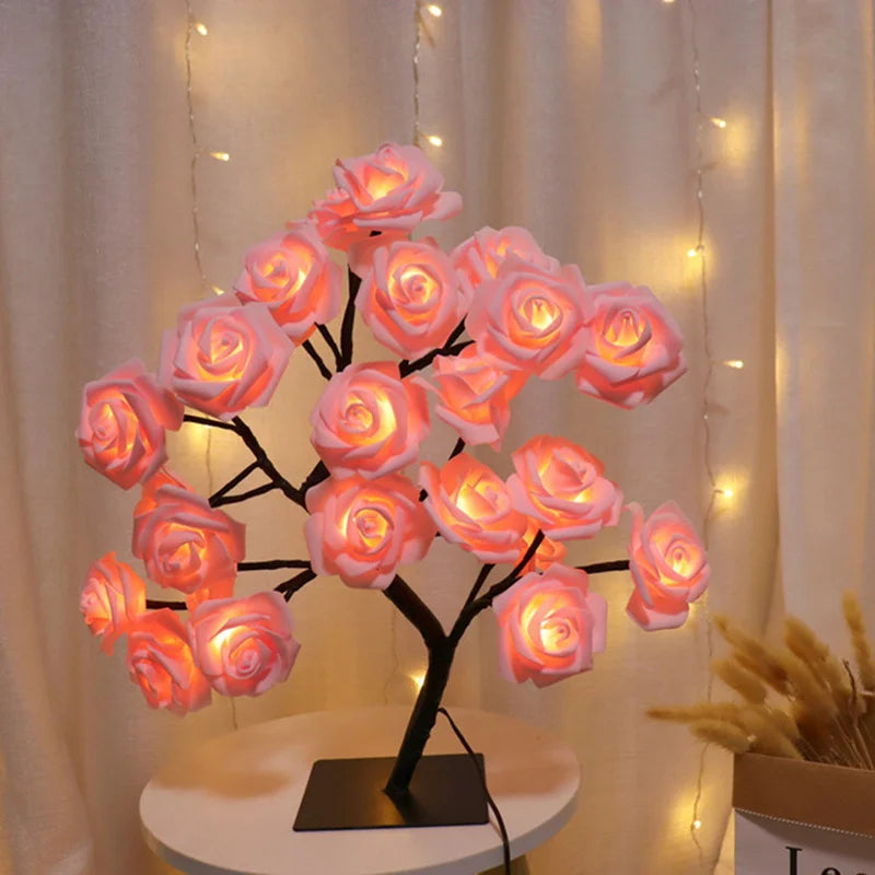 Exquisite lamp features delicate rose shaped LED lights