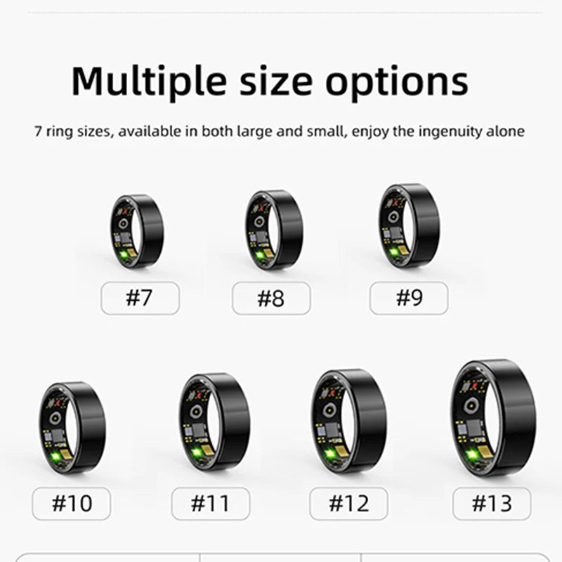 Smart Ring - Heart Rate, Health & Sleep Monitoring, IP68 Waterproof, Multi-Sport Modes, Titanium Steel Shell