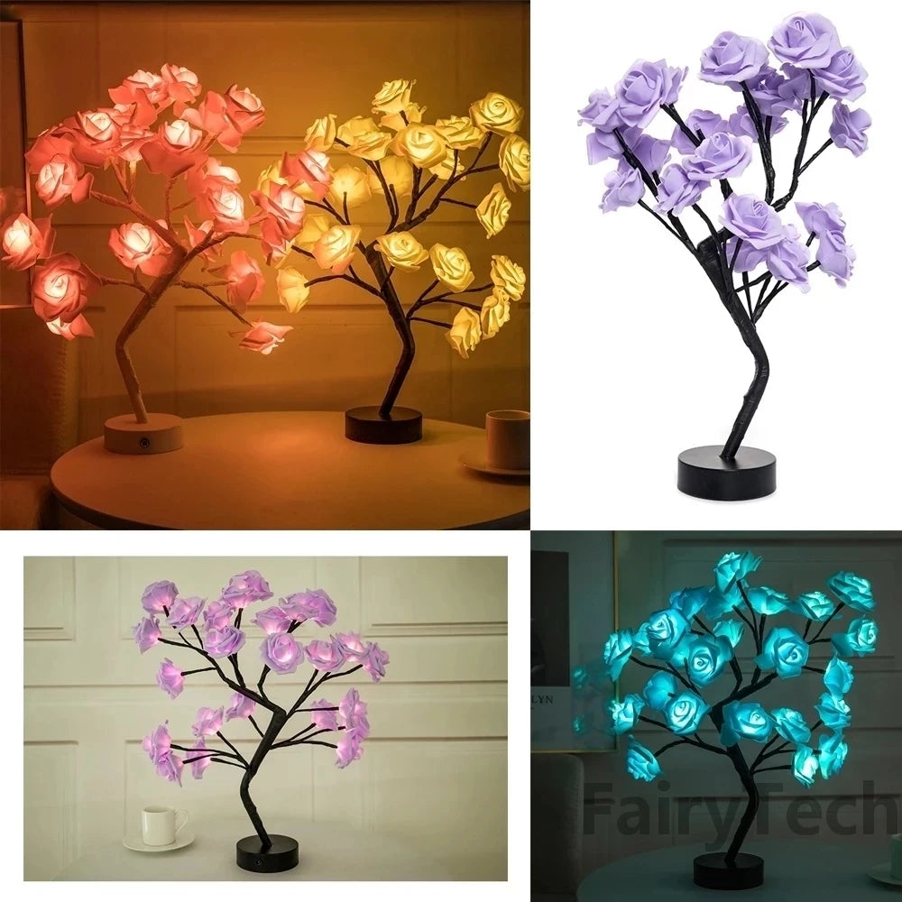 Exquisite lamp features delicate rose shaped LED lights